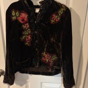 Beautiful Dark Brown Velvet Jacket Albert Makali Size XL